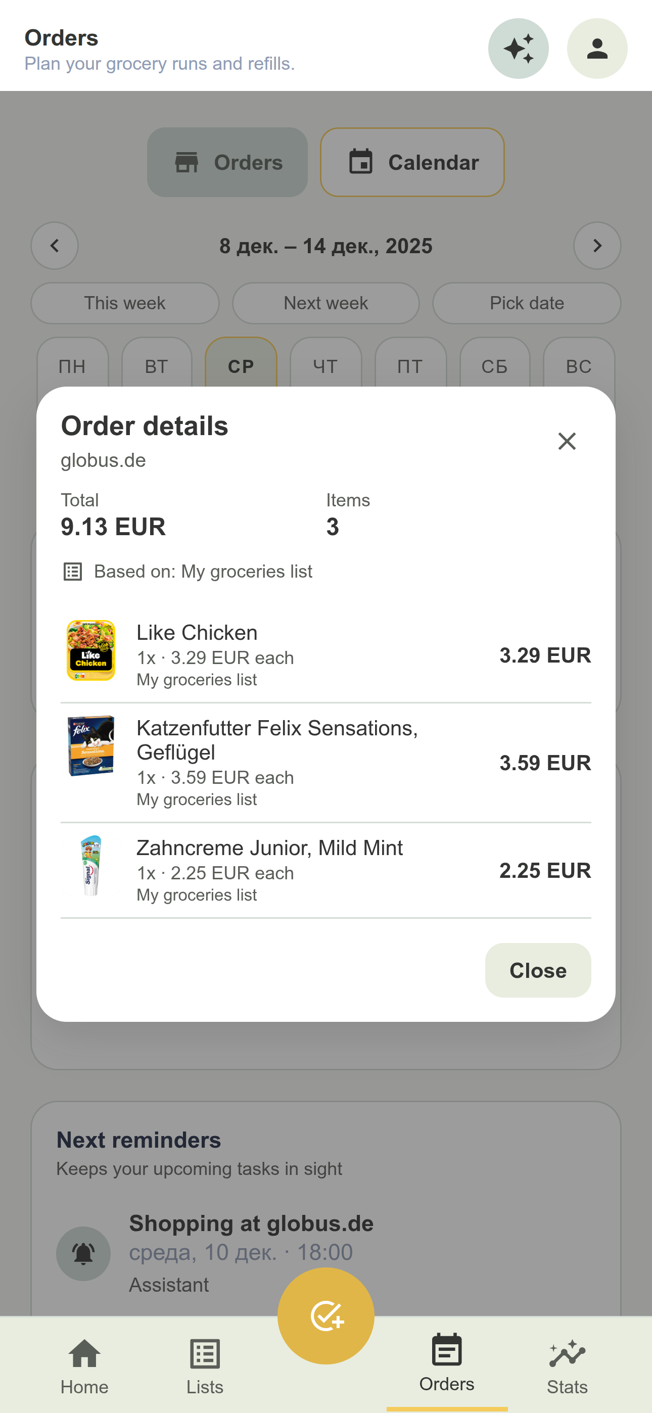 Keep weekly shopping on autopilot